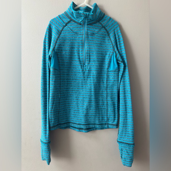 Ivivva by Lululemon striped long sleeve pullover tee half zip - Picture 1 of 7